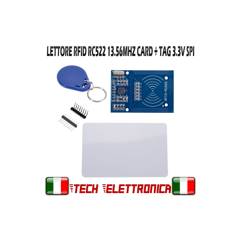 Lettore RFID 13,56MHz con portachiavi e card RC522 modulo arduino UNO MEGA